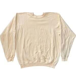 Vintage 80s Cream Blank Hanes Crewneck Adult XXL